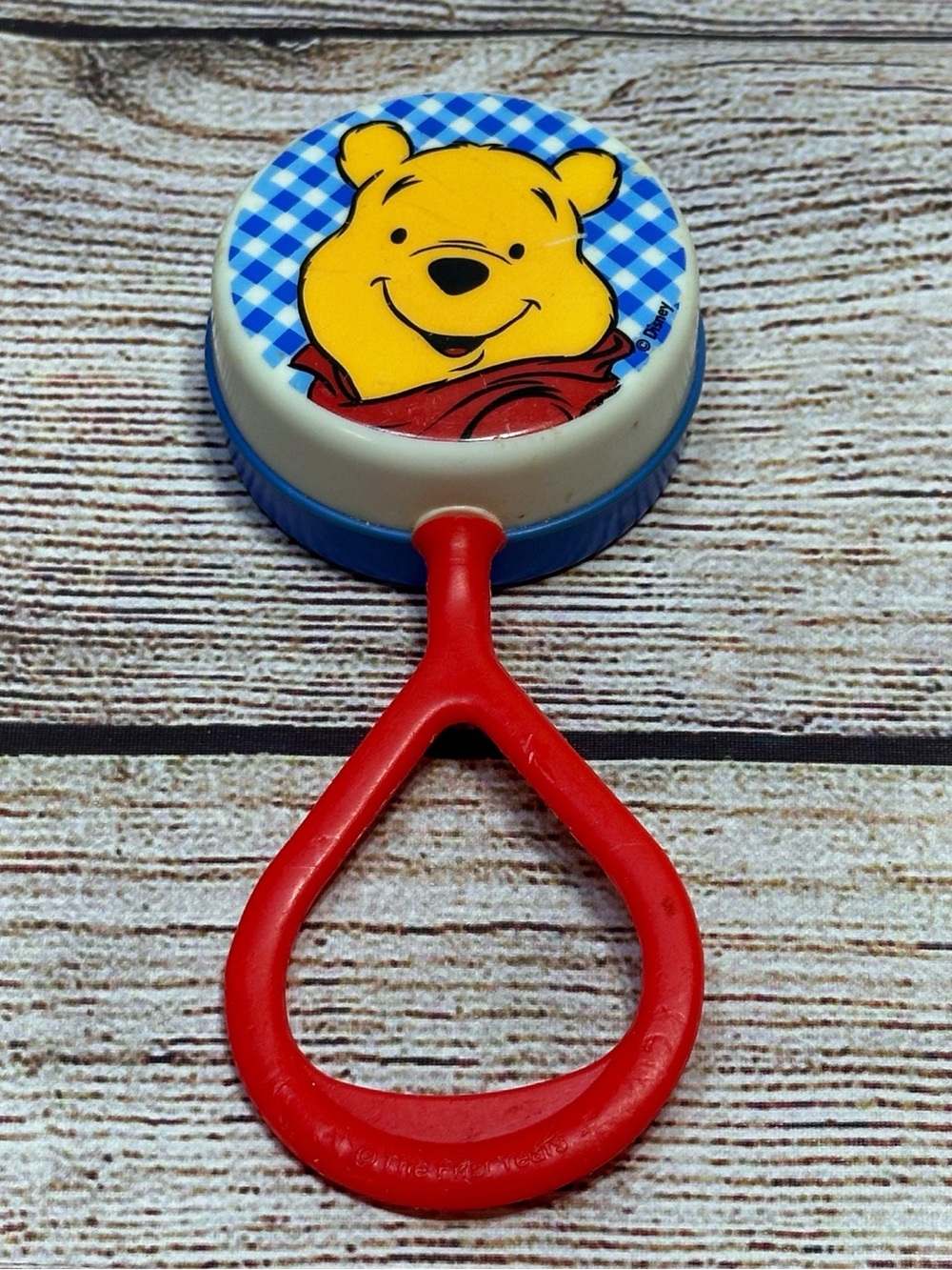 Vintage Disney Winnie the Pooh Rattle Toy - Yellow, Red, Blue, White